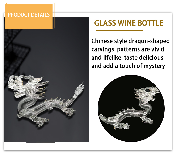 Dragon Shaped Transparent Glass Bottle Animal Shaped Whisky Glass Decanter