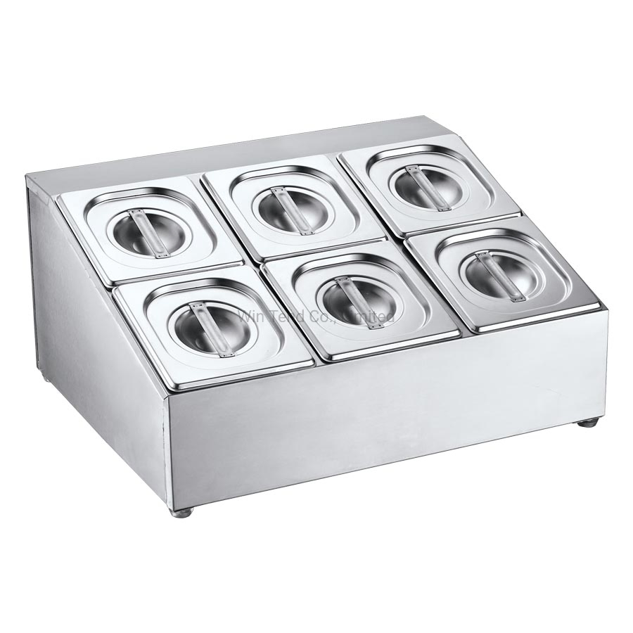 Stainless Steel Single Line Three Grids Deep Gn Gastronorm Pan with Lid Holder for Buffet