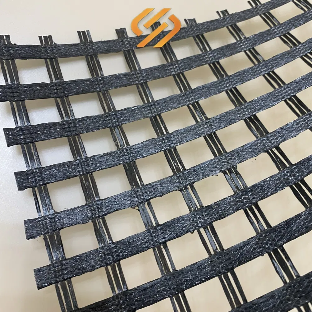 80-80kN Pet Black Polyester Biaxial Geogrid for Road Construction