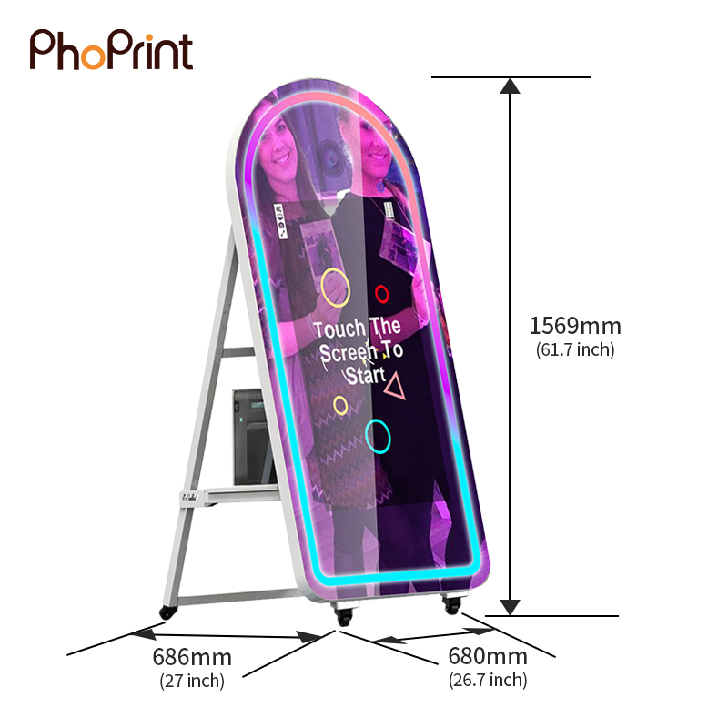 Magic Mirror Photo Booth with Printer Camera Mirror Photobooth Machine for Party Events Selfie Photo Mirror Booth