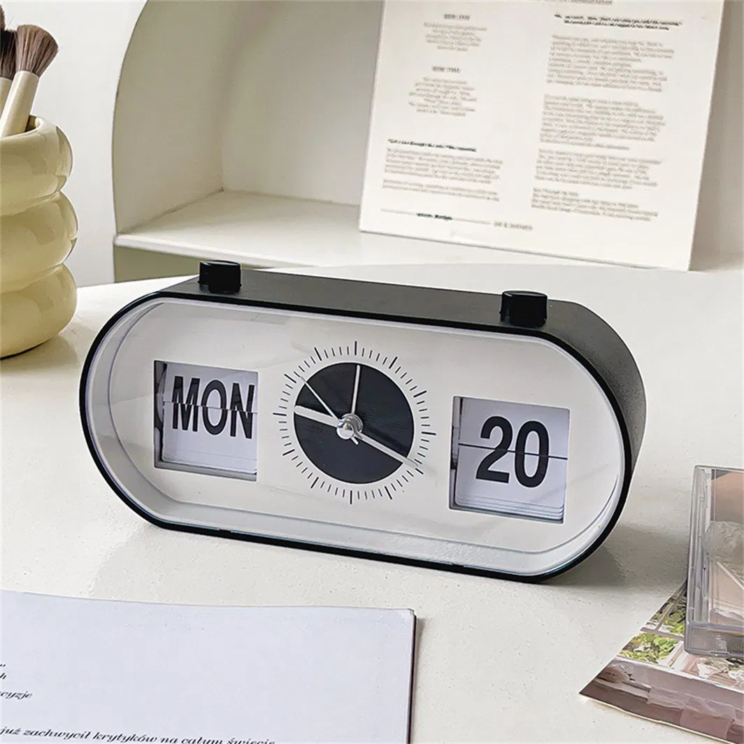 Creative Manual Button Flip Page Calendar Home Decoration Ringer Digital Alarm Clock
