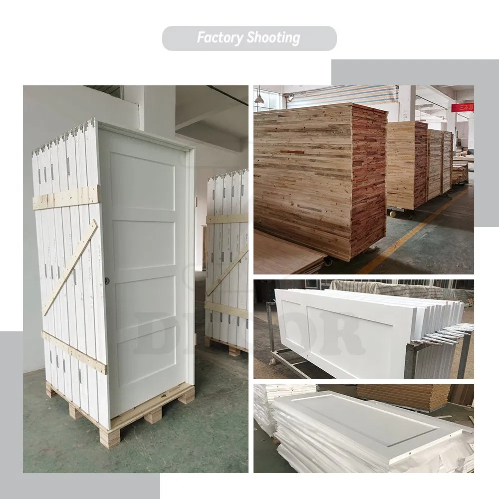 4 Panel White Primer MDF Interior Wooden Shaker Door for Bedroom