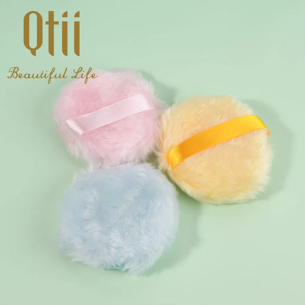 Large Round Fluffy with Ribbon Belt Powder Puff