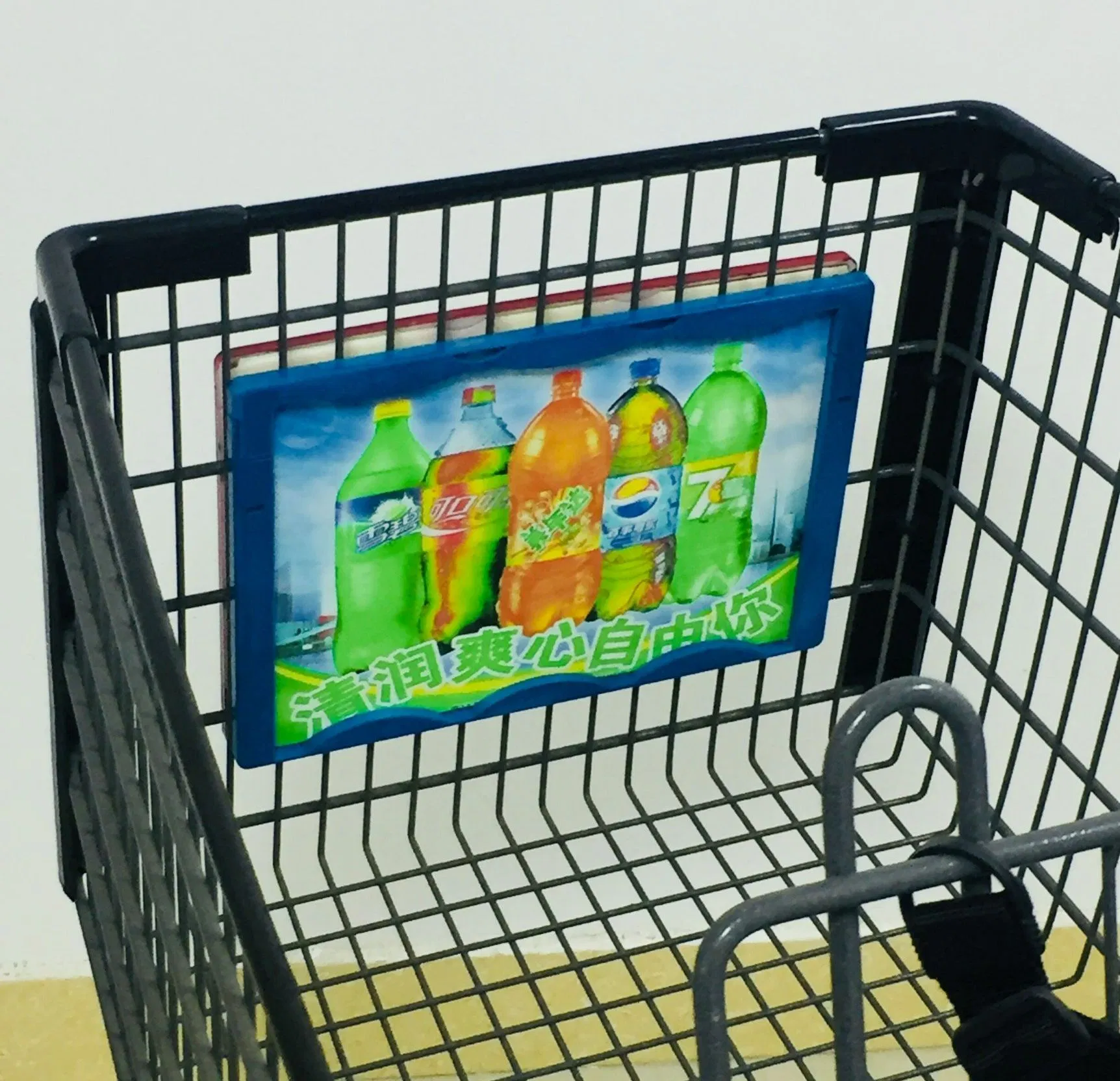 Blue Color A4 Size Cart Advertisement Frames Shopping Cart Nose Advertising Frame