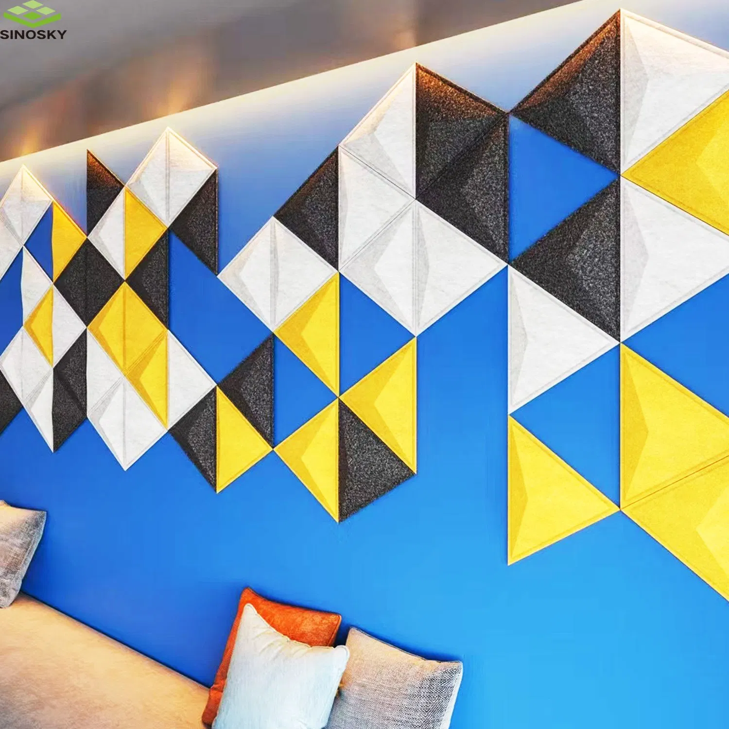 Colorful 3D Pet Fiber Decorative Panel for Leisure Area /Hotel Lobby