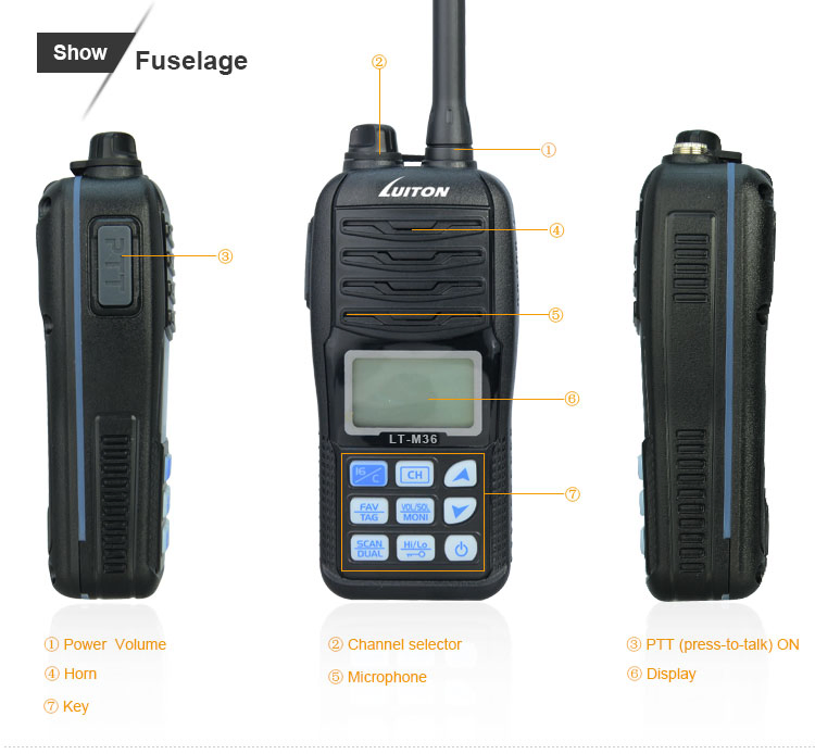New Handheld Waterproof VHF Marine Radio Lt-M36