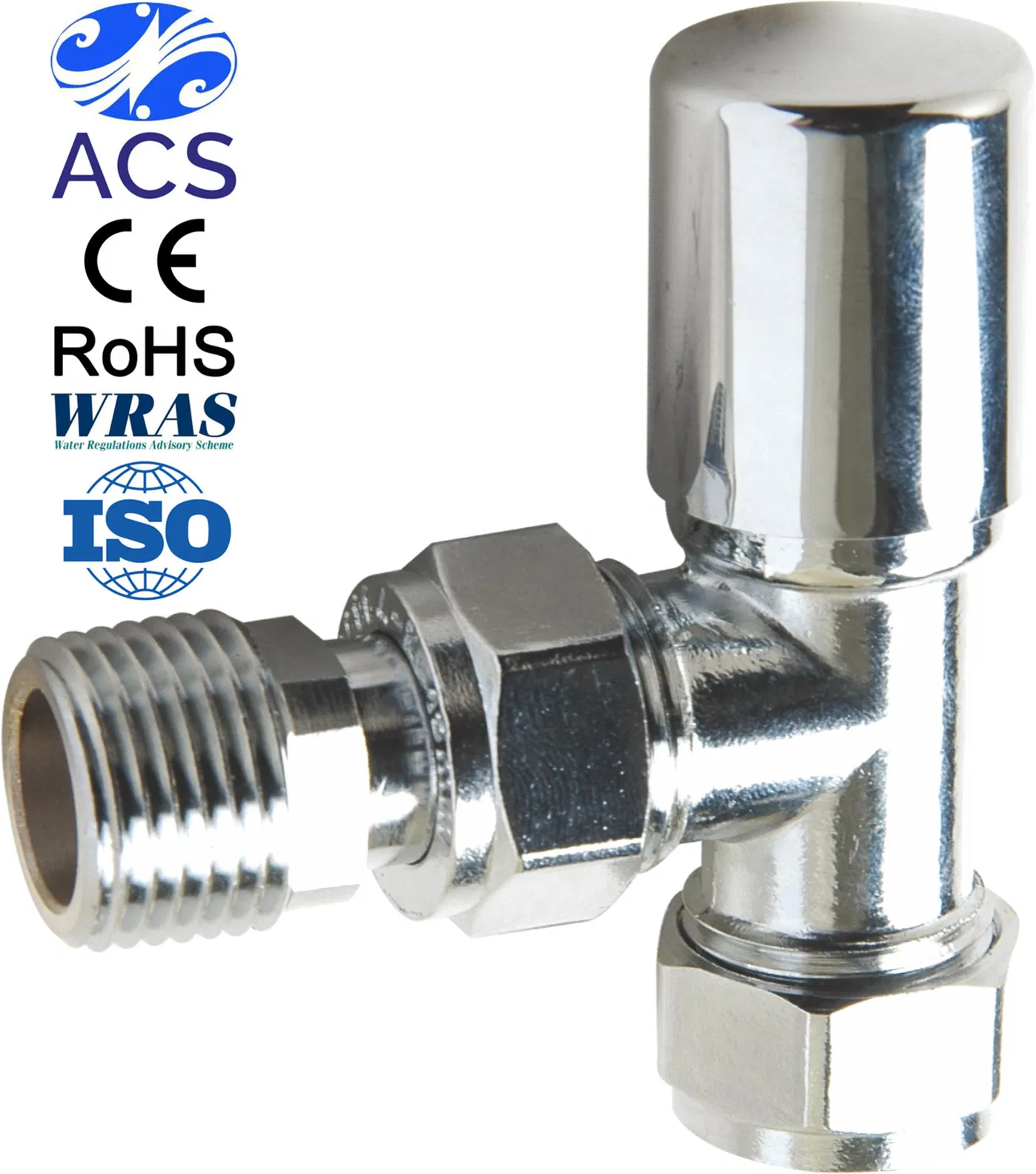 1/2" X 15mm Angle Radiator Valve Chrome Plated