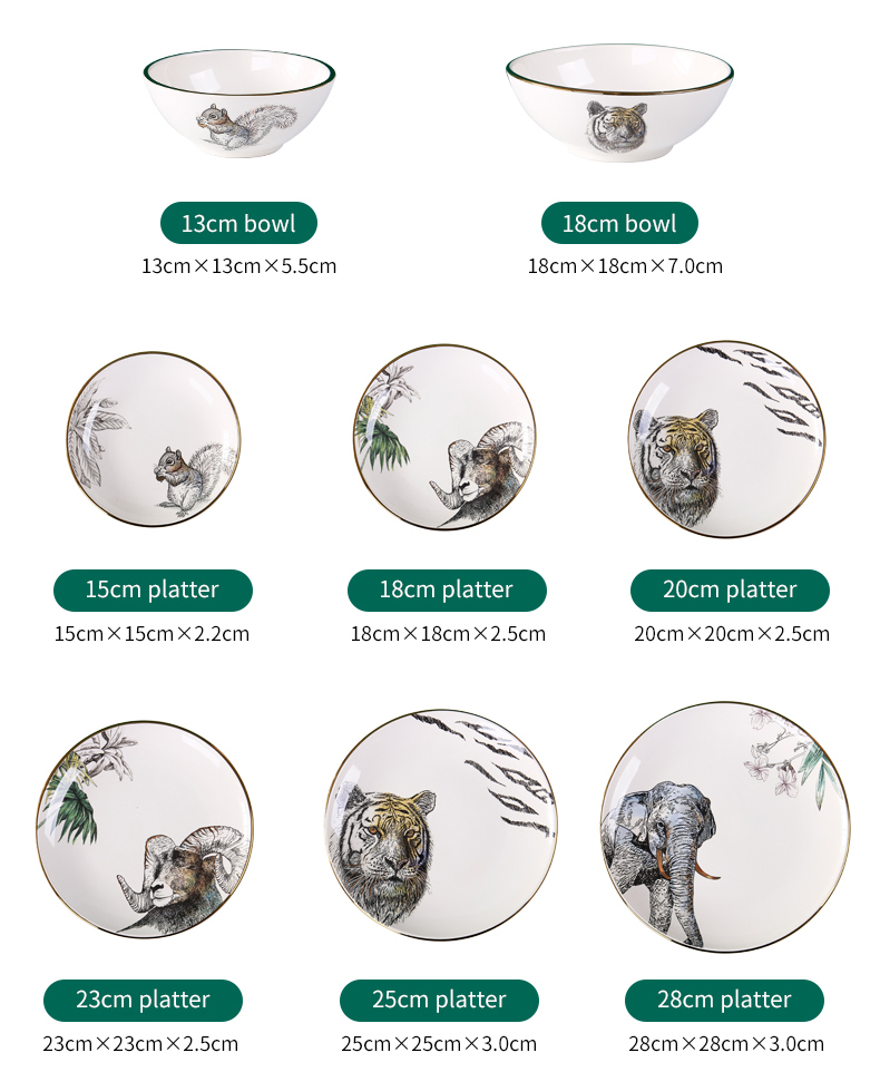 Wholesale High Quality Decal Animal Pattern Soup Ceramic Dinner Bowl