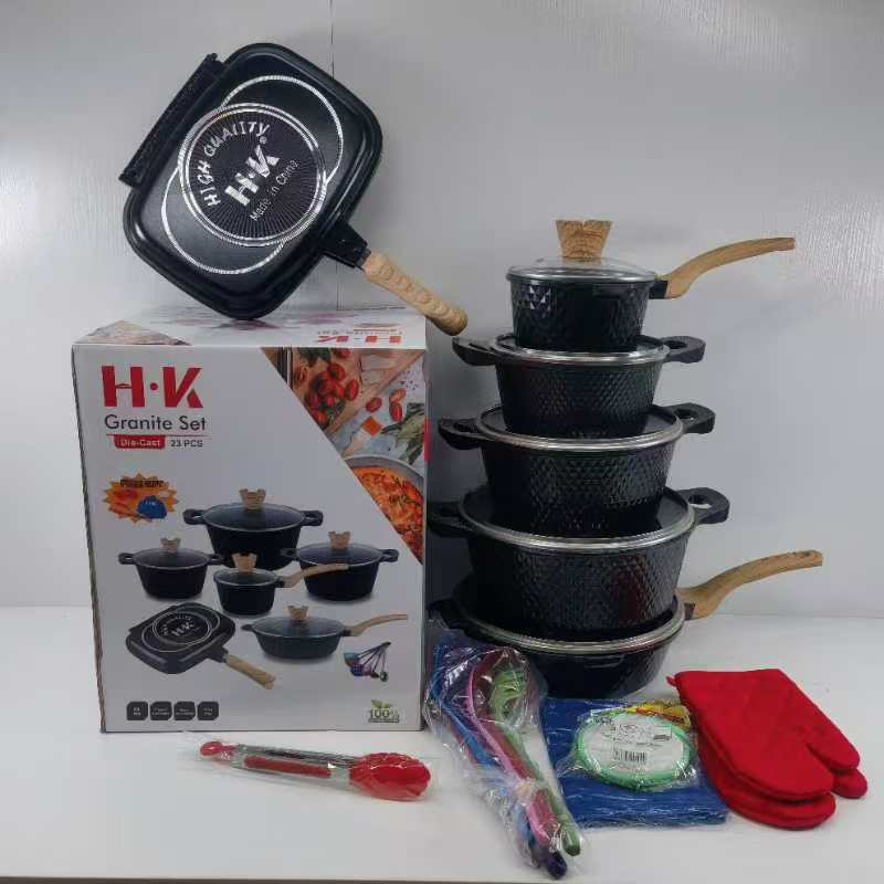 Manufacturer 23PCS Aluminum Pots and Pan Set Non Stick Sauce Pans Grill Frying Pan Ceramic Kitchenware Sets