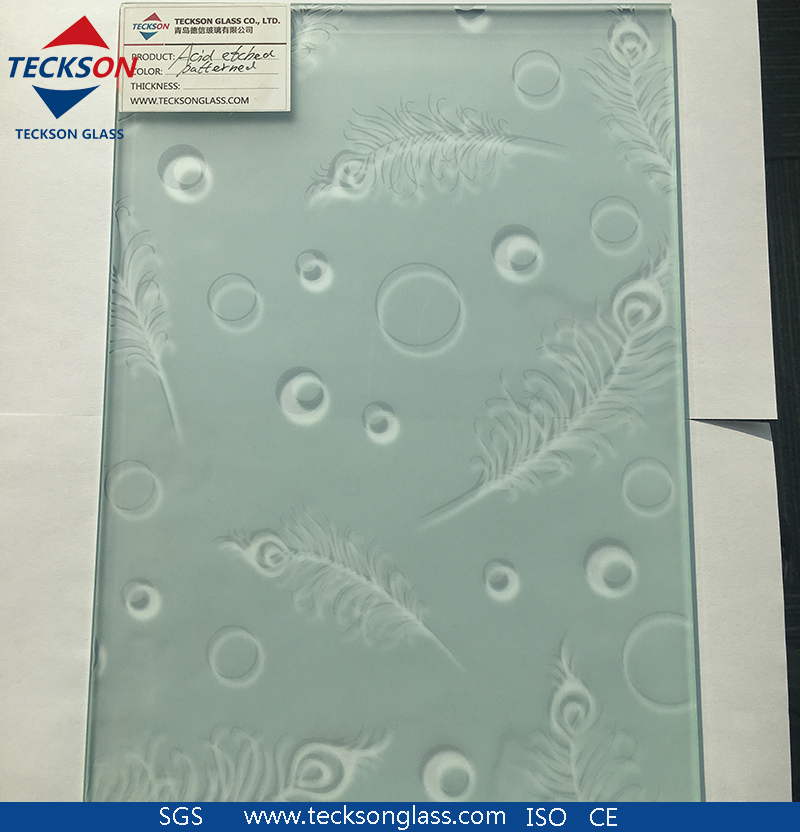 4-6mm Brozne Deep Acid Etched Mirror Float Pattern Frosted Glass
