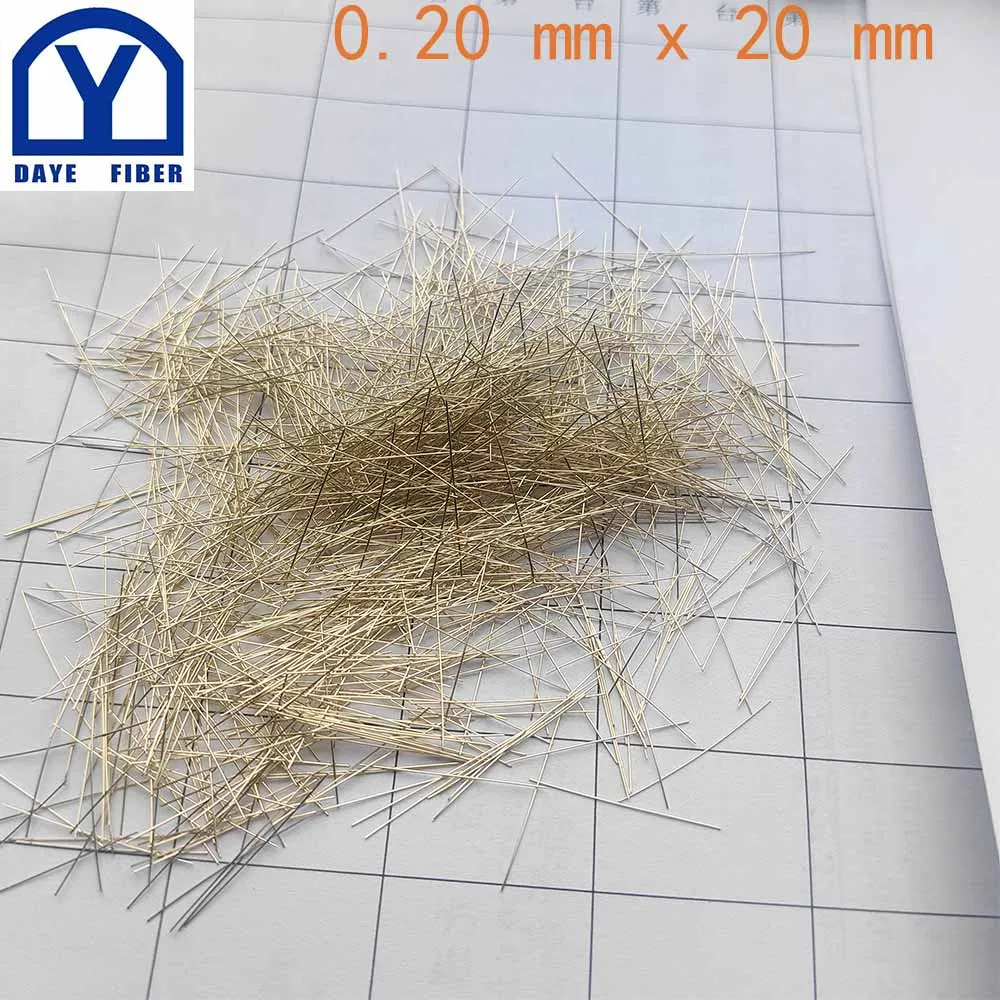 0.20 mm X 20 mm Copper Coated Microsteel Fiber Steel Fibre for Concrete Fibra De Acero