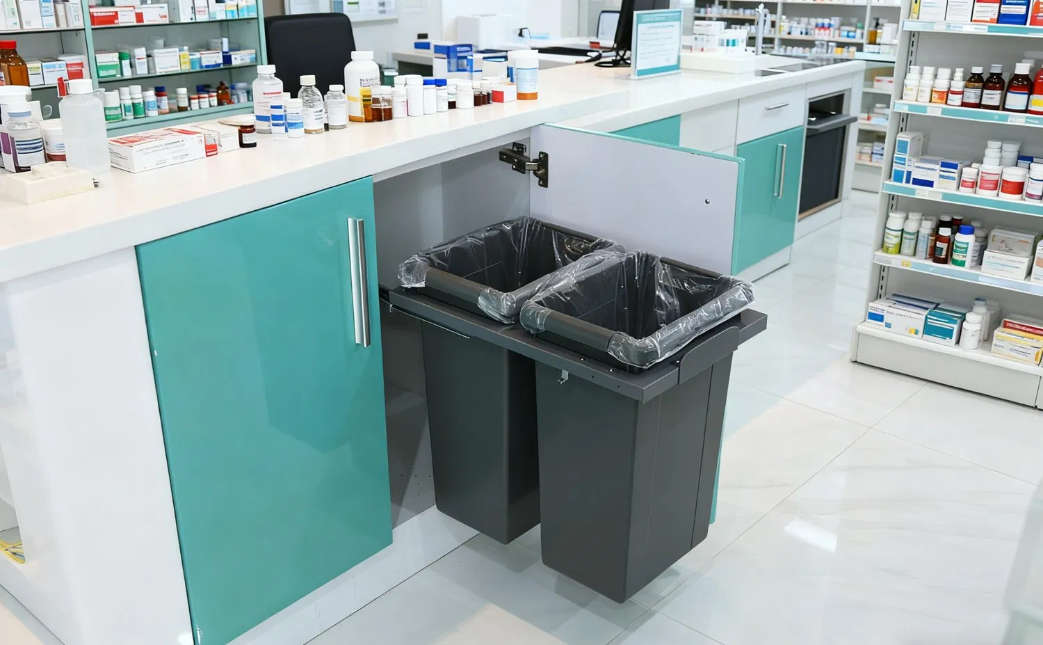 Встроенная выдвижная урна для кухни Tekey