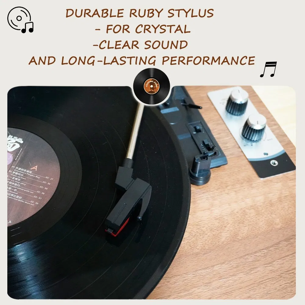 Modern High End Wooden 3 Speed Lp Record Player Multiple Phonograph Needle Turntable Bluetooth Vinyl Record Player