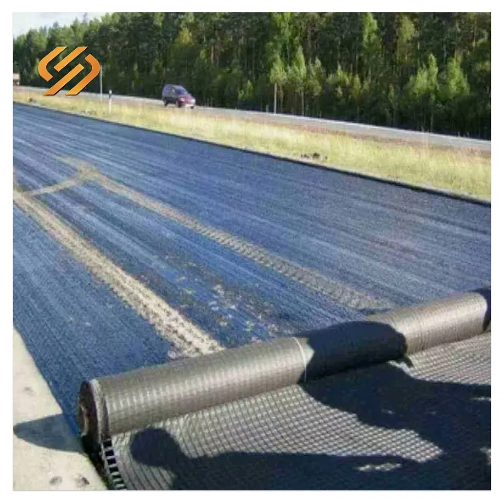 Asphalt Road Reinforcement Glass Fiber / Fiberglass Composite Geogrid