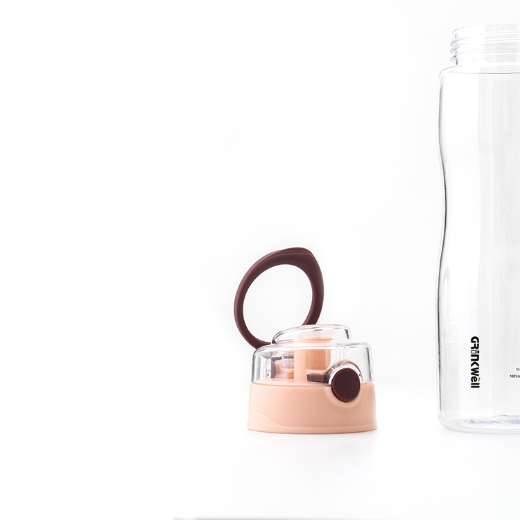 Grink 700ml BPA-Free Material Food Grade Tritan Plastic Sports Water Bottle with Flip Lid Pink