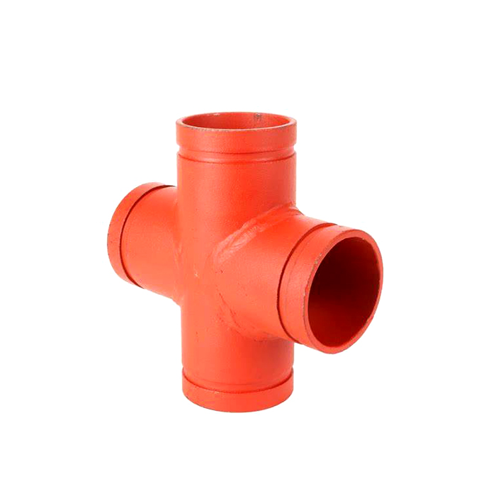 FM Approved Ductile Cast Iron Grooved Fittings Straight Cross 4'' Short Radius