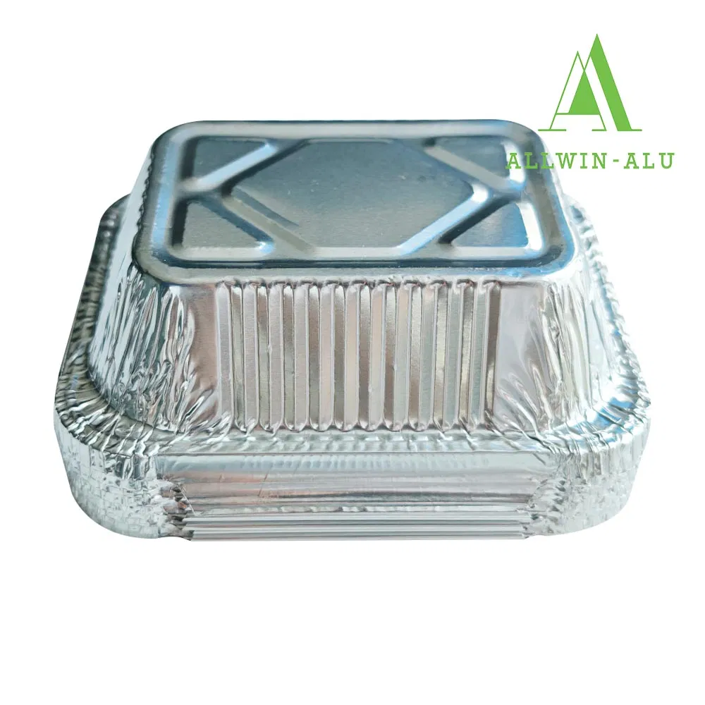 Disposable Aluminium Lunch Box Eco-Friendly Aluminum Foil Fast Food Packaging Container with Lid