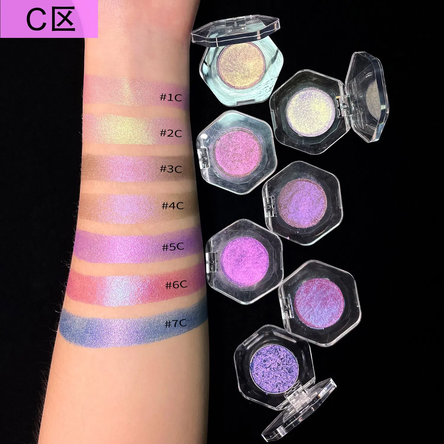 OEM Customize Logo High Quality Pressed Chameleon Holographic Multichrome Eye Shadow
