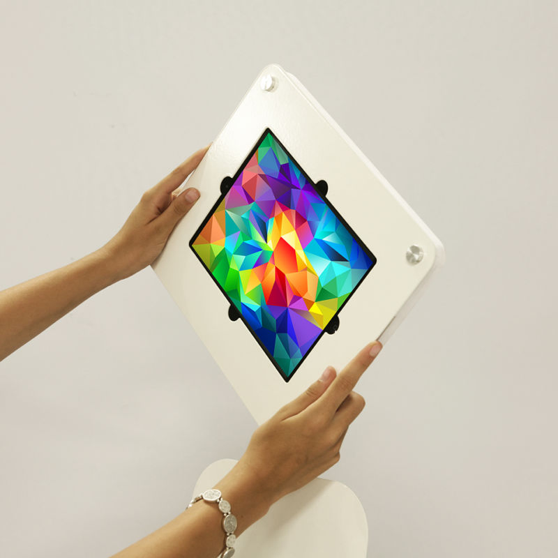 High Quality Floor-Standing Tablet Holder with Italian Design Matching Booth Promotion Table