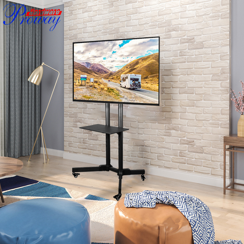 Portable Office Accessories Vesa 600*400 Adjustable LED LCD TV Mount Stand Cart Tilt TV Trolly Stand with Four Wheels