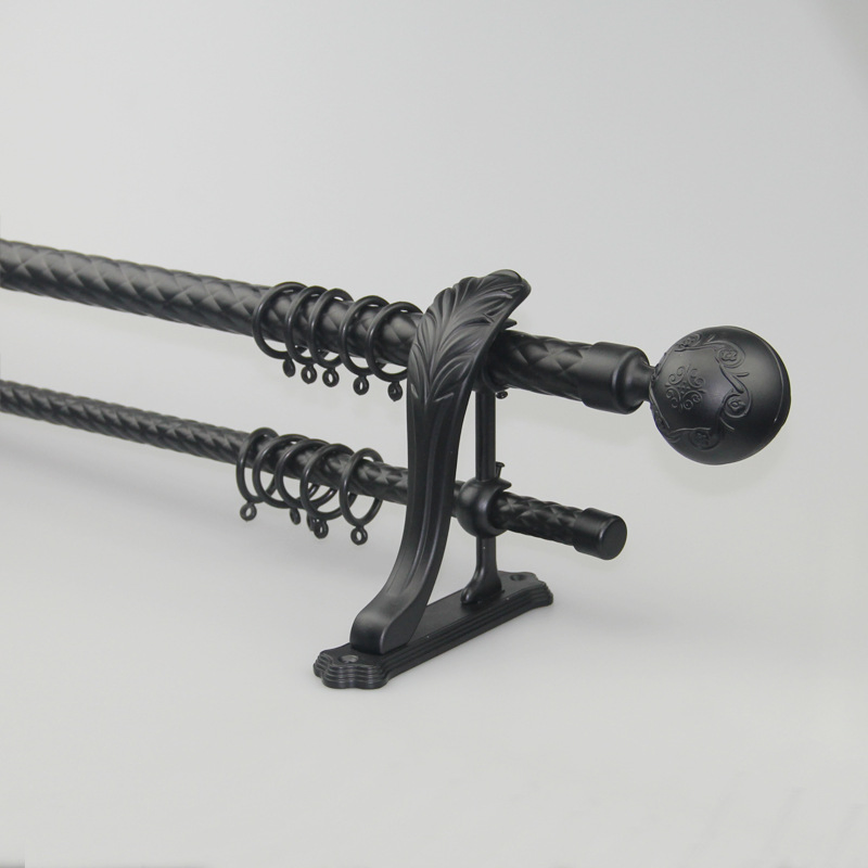 Retro Wall Mounted Black Cast Iron Pipe Fitting Tension Shower Curtain Rods for Home Decoration