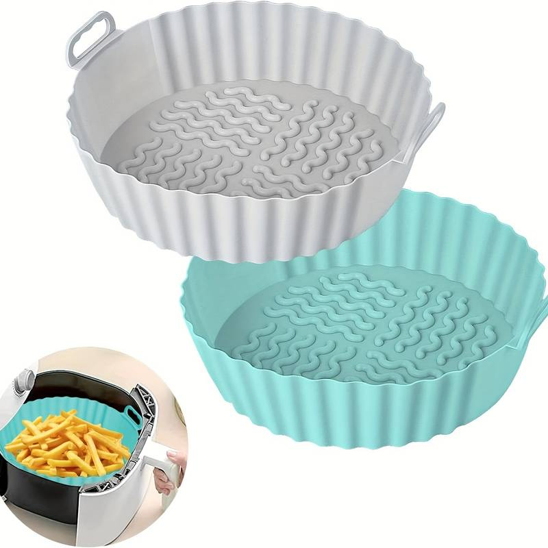 Air Fryer Silicone Pot Reusable Rectangle Food Grade Replacement Silicone Air Fryer Liner for with Mitts Basket Accessories Factory Price
