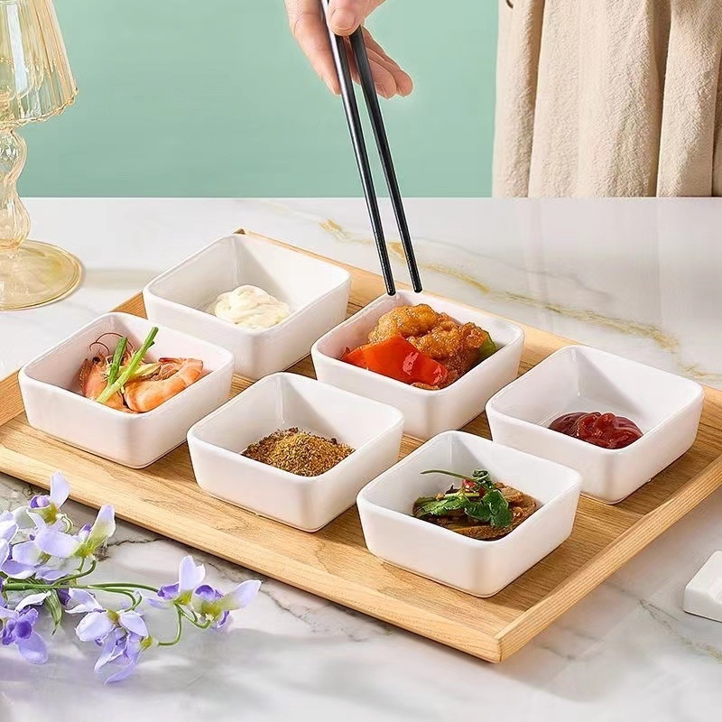 4" Square Saucer Soup Plate Pad Printing Porcelware Hotelware Ceramic Tableware