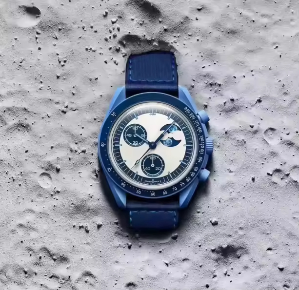 Moonswatch Luxury Quartz Watches for Men High Quality Waterproof Chronograph Plastic Ceramic Leather Band Material Carton Design