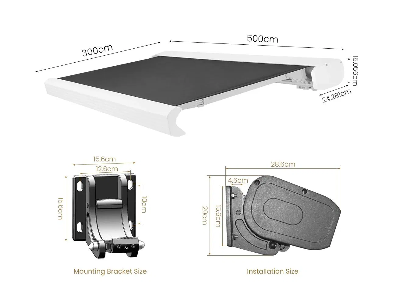 6*3 5*3 Meter Full Cassette Retractable Patio Awning
