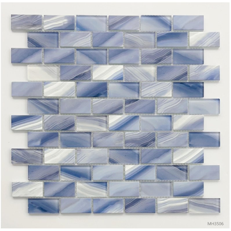 Hot Sale Blue Full Glass Material Mosaic Tile for Wall Backsplash Decoration
