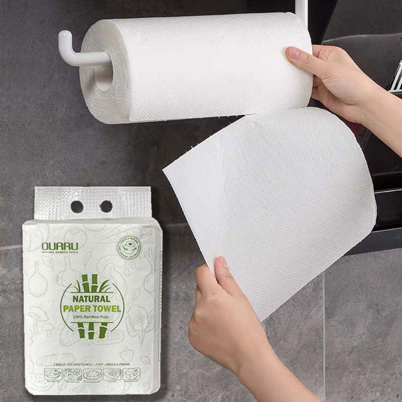 Kitchen Paper High Quality White Virgin Bamboo Pulp Paper Towel