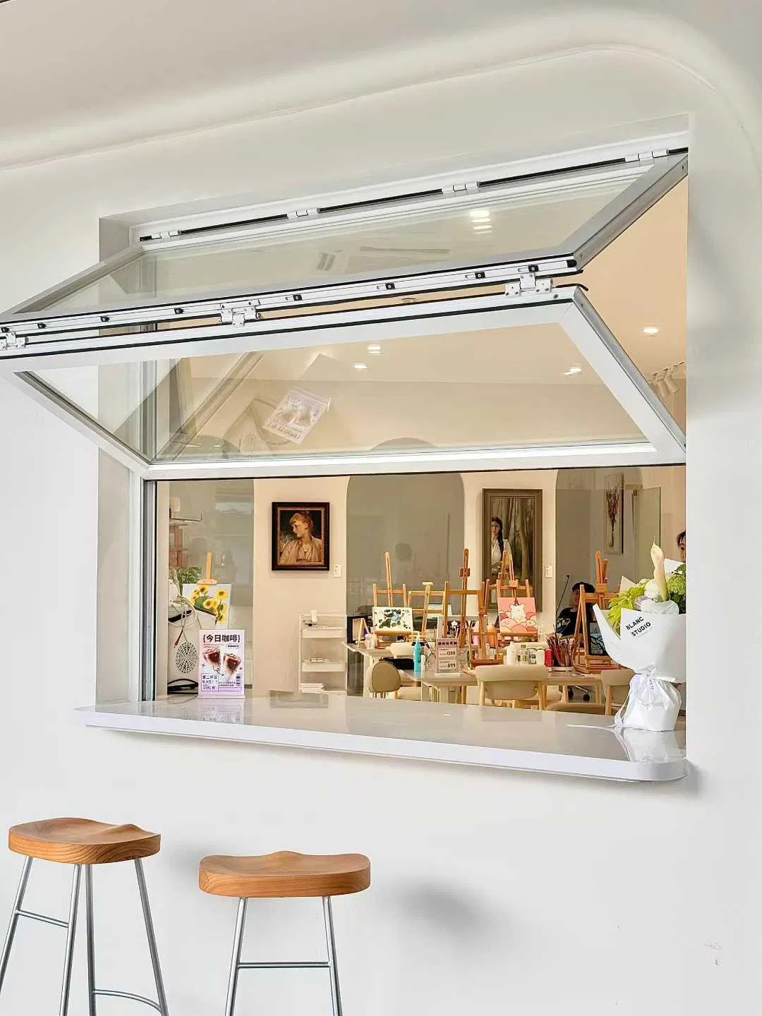 Factory Direct Aluminum Top-Bottom Folding Windows & Sliding Windows for Bubble Tea Shop, Coffee Shop & Restaurant