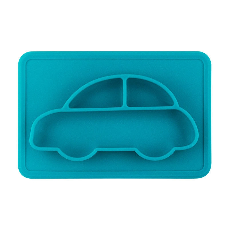 Silicone Baby Feeding Plate with Divided Sections and Safety Baffle