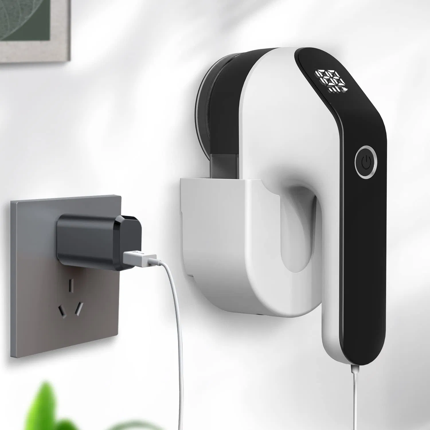 3-Speeds LED-Digital-Display 2-Replaceable 6-Leaf-Blades Wall-Mounted Storage-Box Rechargeable Fabric Shaver Electric Lint Remover