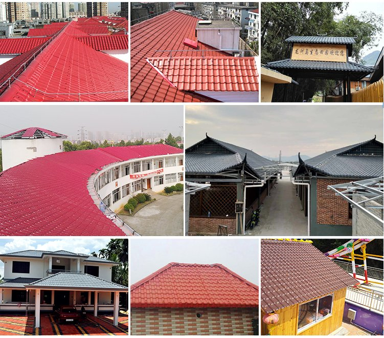 Brick Red Color ASA Shingles PVC Solar Roofing Tiles Houses Decoration