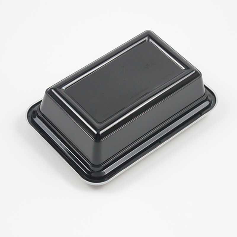 Wholesale Takeaway Disposable Plastic Tableware 220mm Length PP Plastic Rectangle Food Container with Lid Custom