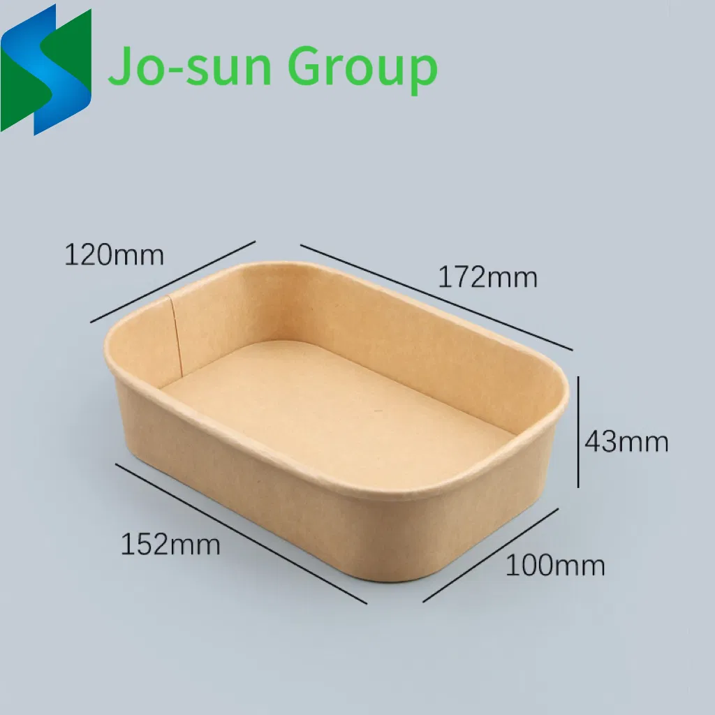 Eco-Friendly Microwave Heating Lunch Box Disposable Lunch Box Kraft Paper Rectangular Bowl