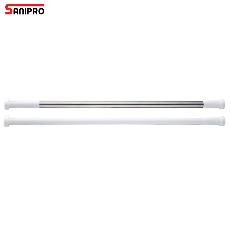 Sanipro Straight I Shaped Aluminum Extensible Bath Shower Curtain Rod Accessories Holder Metal Adjustable Poles for Bathroom