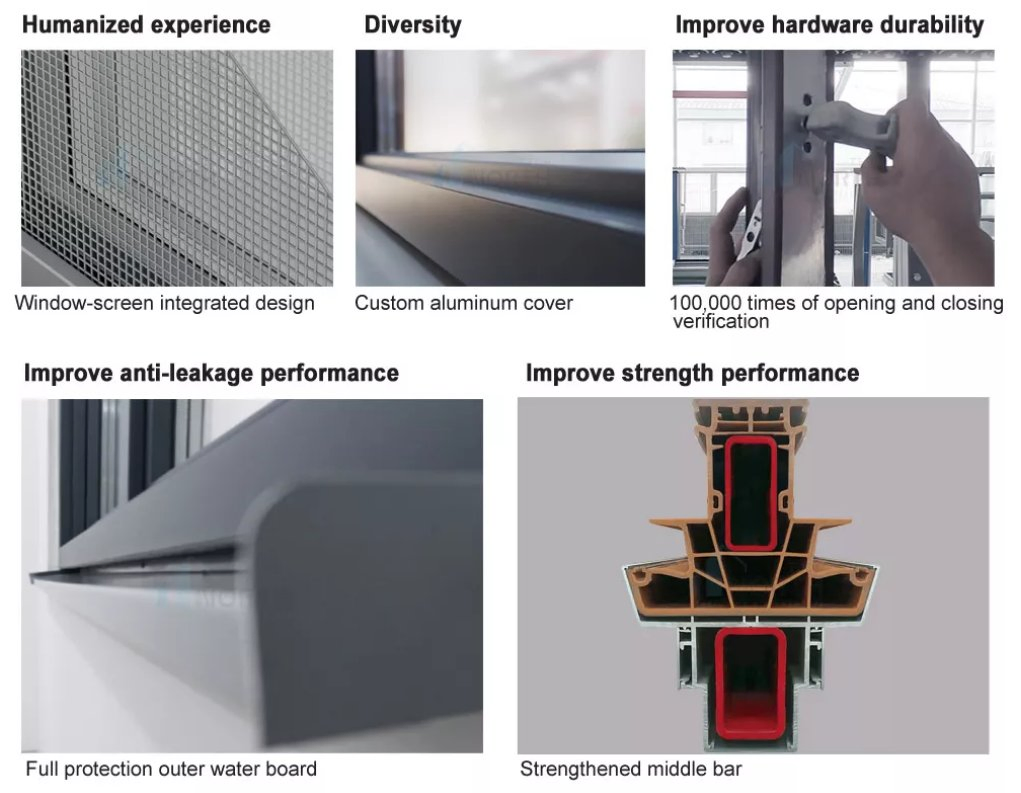 American Hot Sale Hurricane Impact Glass UPVC PVC Vinyl Casement Tilt and Turn Windows with The Easy-Fit Window Mesh