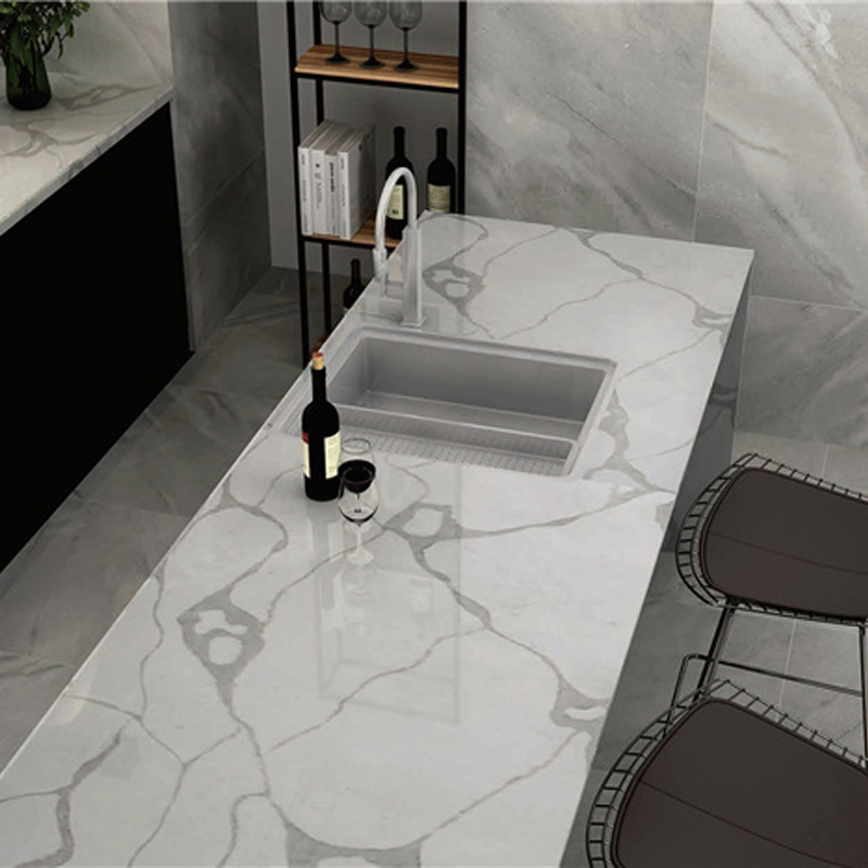 Quartz Stone Slab for Kitchen Cabinet Worktop Work Top Solid Surface White Artificial Marble Countertop