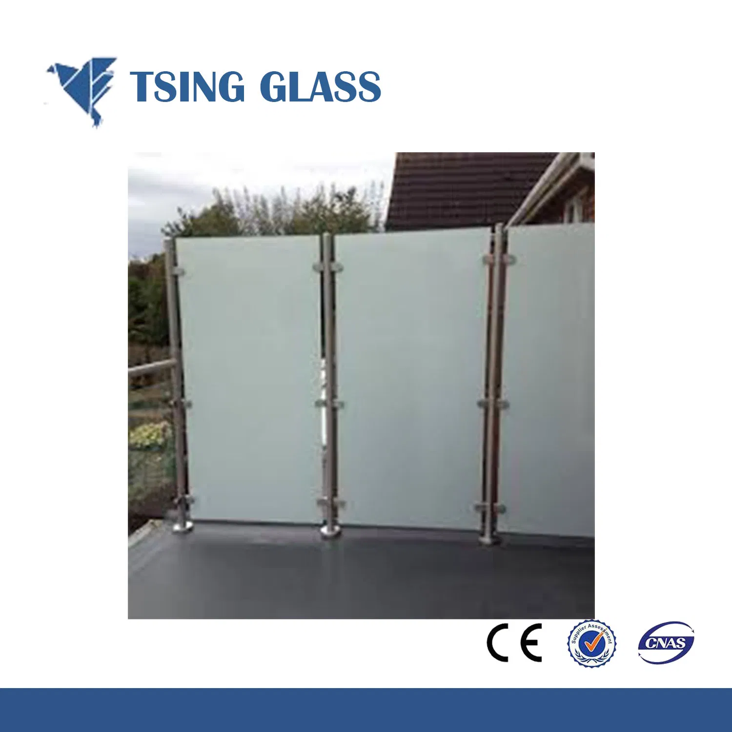 8/10/12mm Frosted Tempered Glass Acid Etched Tempered Glass for Balustrades, Handrails. Office