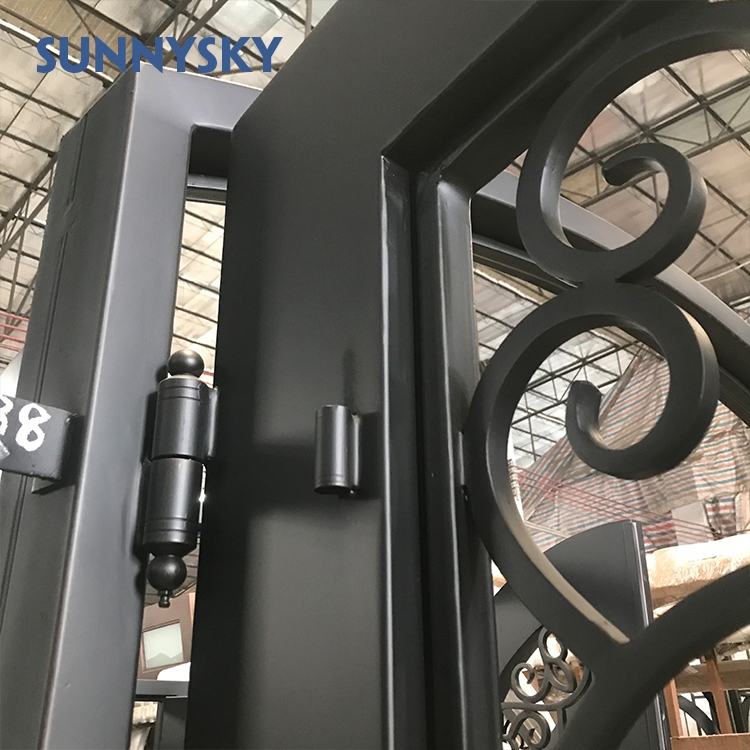 Wholesale Old Fashion Heavy Duty Quality Forged Exterior Safety Arches Double Front Main Security Wrought Iron Door for Sale