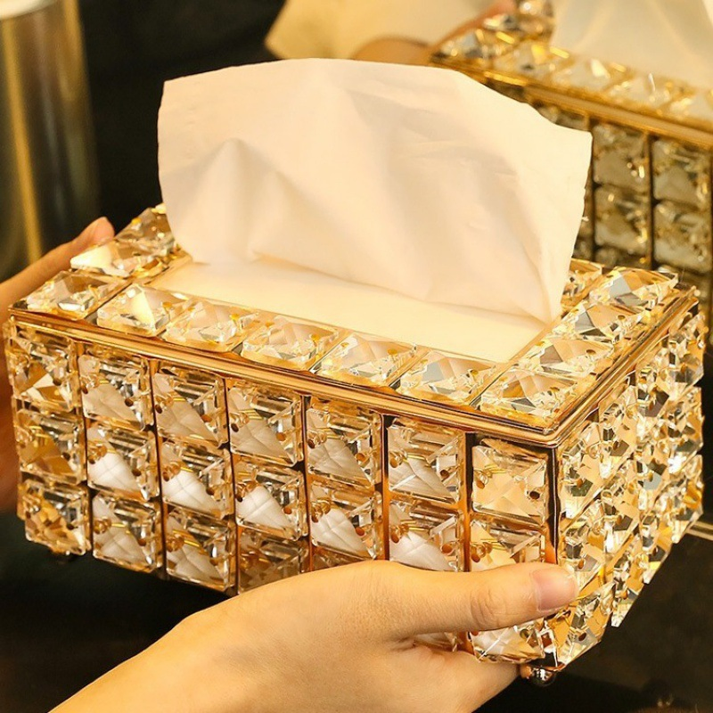 Light Luxury Crystal Tissue Box Home Wedding Decorations Creative Paper Storage Box