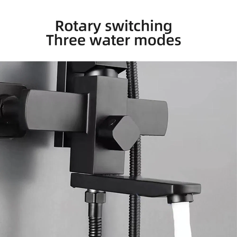 Смеситель цифровой скрытый 4-в-1 для ванной, черный
