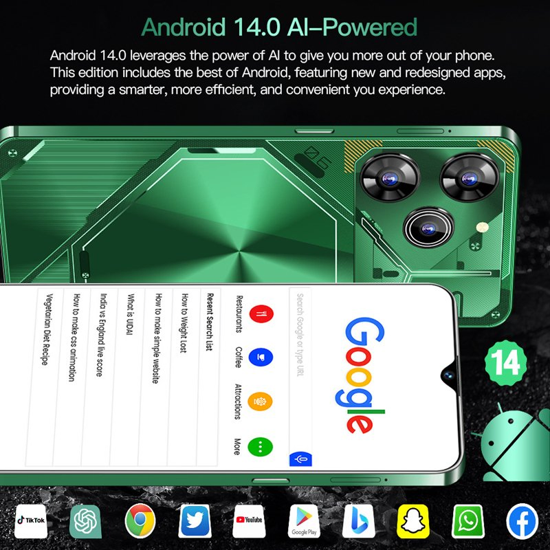 Super Performance Phone 16GB+1tb Pova6 PRO Android14 Mobile Smart Cellphone