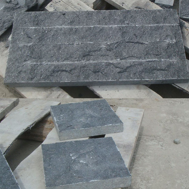 Natural Split Black Granite Stone Murshroom Wall Cladding Tiles
