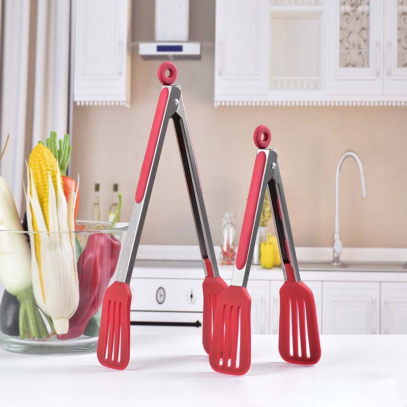 Cooking BBQ Tools Non-Stick Stainless Steel Locking Food Serving Bread Salad Steak Tong Clip Silicone Food Tong