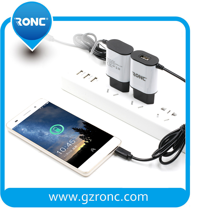 Зарядное устройство 5V/1A с кабелем, евро-вилка