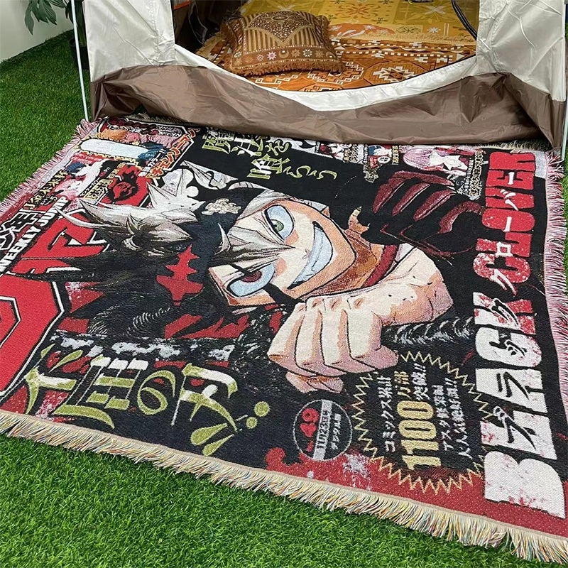 Anime Tapestry Fabric Low MOQ Custom Anime Throw Tapestry Blanket for Bed Blanket