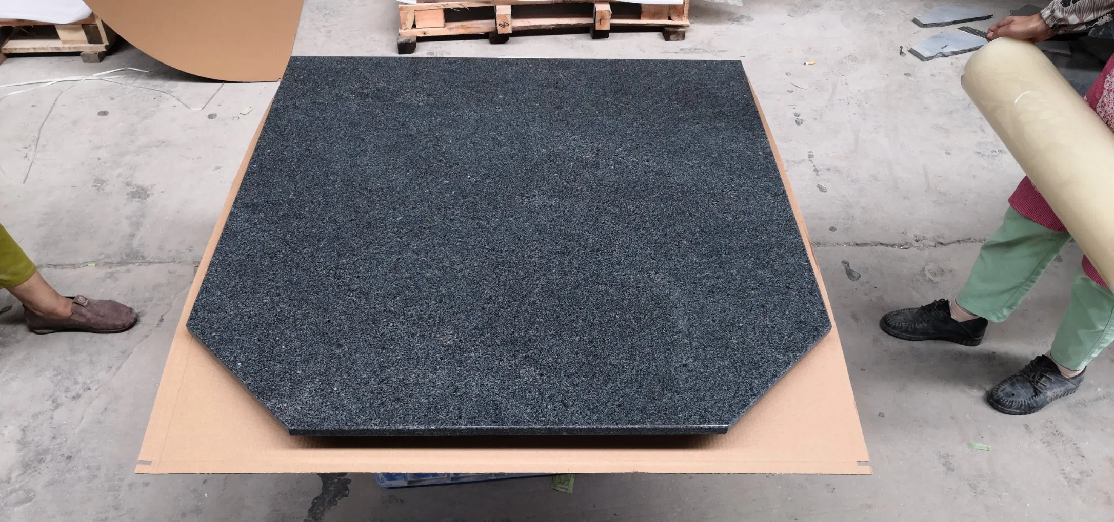 Natural Black Angola Granite Stone Tile for Fireplace BBQ Accessories Polished Square Hearth